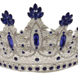 Silver crown with blue gemstones