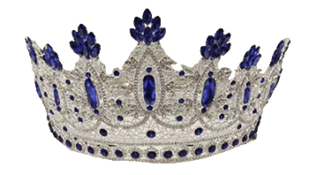 Silver crown with blue gemstones